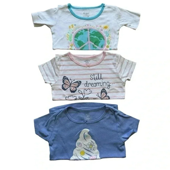 Carter’s Short Sleeves Cotton Snug Fit Girl Pajama Tops Bundle SZ 5T #2087 - Picture 1 of 8